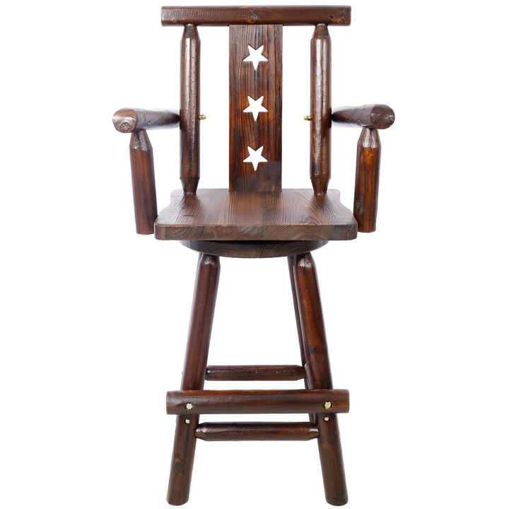 Streamdale Rustic Wood Bar Stool with Star Backrest