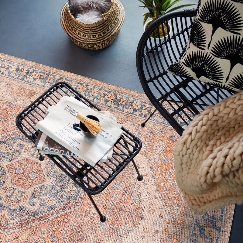 World Rug Gallery Valora Rust Medallion Pattern Machine Washable Flatweave Indoor Rug with Non-Slip Backing image number 6