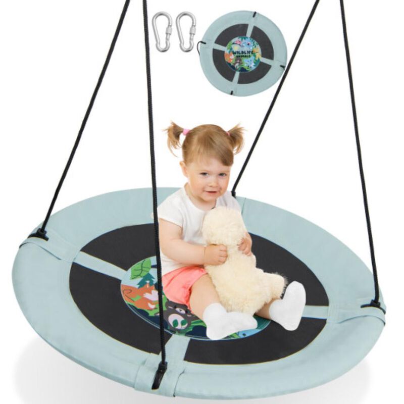 Hivvago 40 Inches Saucer Tree Swing with Adjustable Hanging Ropes and 900D Oxford Fabric - Forest