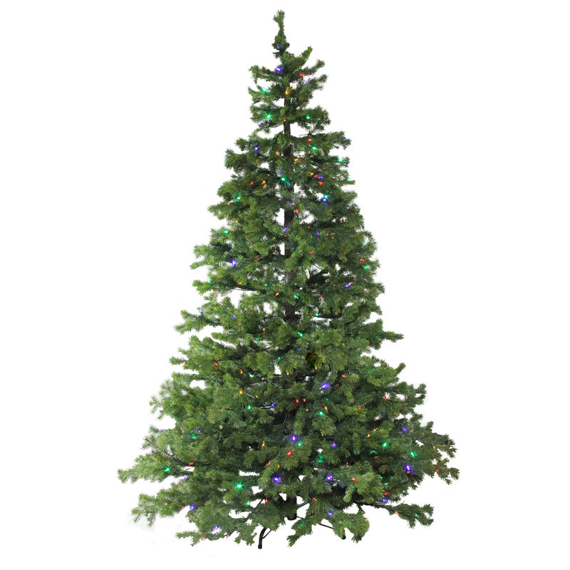 7.5' Pre-Lit Full Layered Pine Artificial Christmas Tree - Multicolor LED Lights image number 0