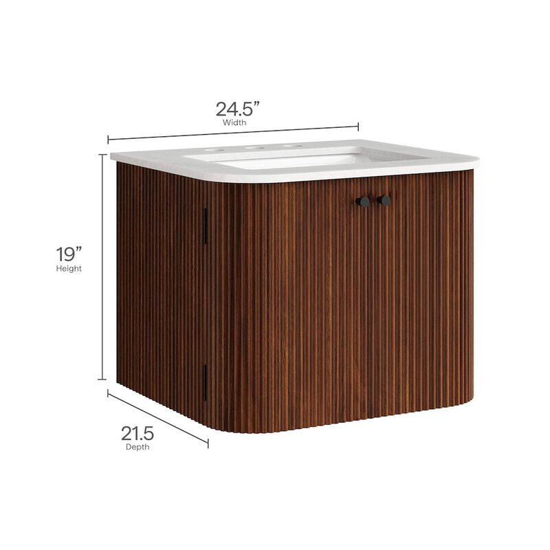 Zia 24" Wall-Mount Bathroom Vanity with Marble Sink image number 2