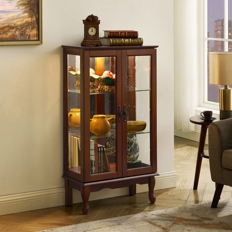 Streamdale Lighted Display Cabinet with Mirrored Back and Adjustable Shelves image number 6