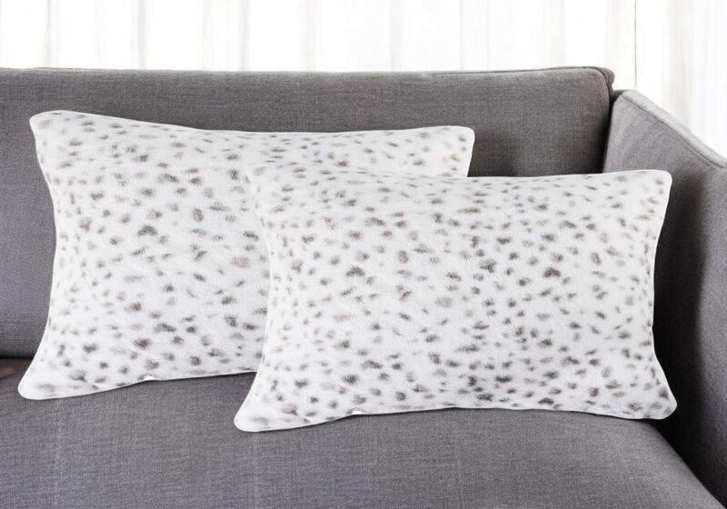 HomeRoots Set of Two 12" X 20" White and Gray Faux Fur Lumbar Throw Pillows image number 1