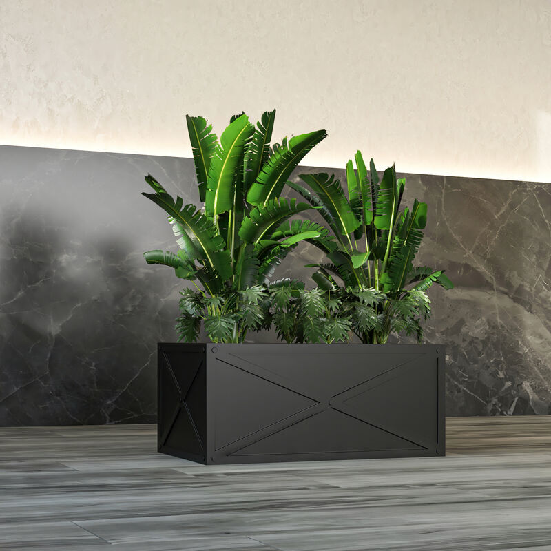 Leisuremod Bonsai Series Rectangle Fiberglass and MgO Clay Planter in Grey