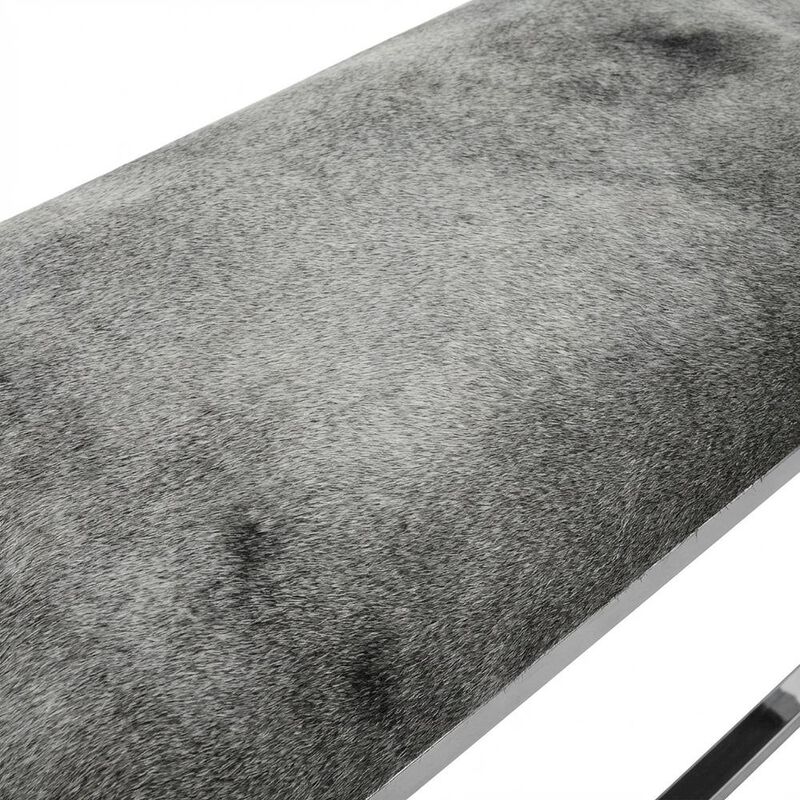 Starlight Canyon Home Cowhide Upholstered Bench, Contemporary Entryway Bench for Living Room, Gray image number 5