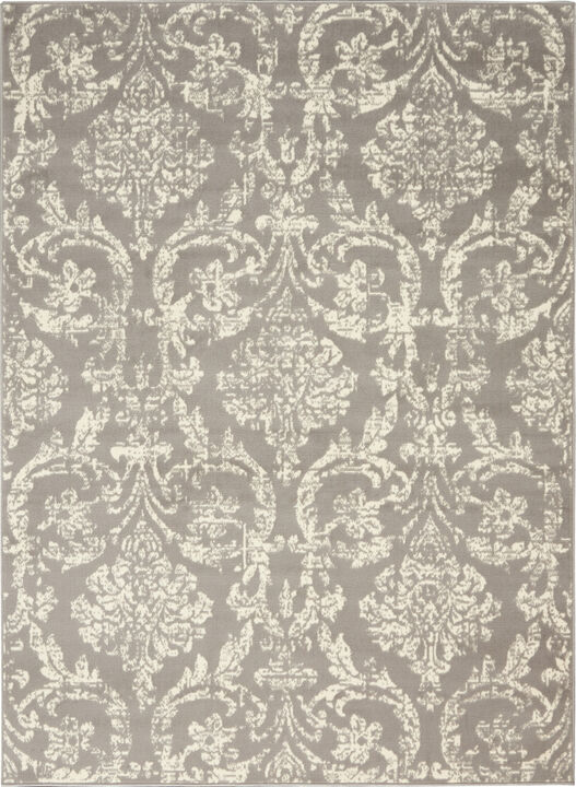 4 X 6 gray Damask Power Loom Area Rug