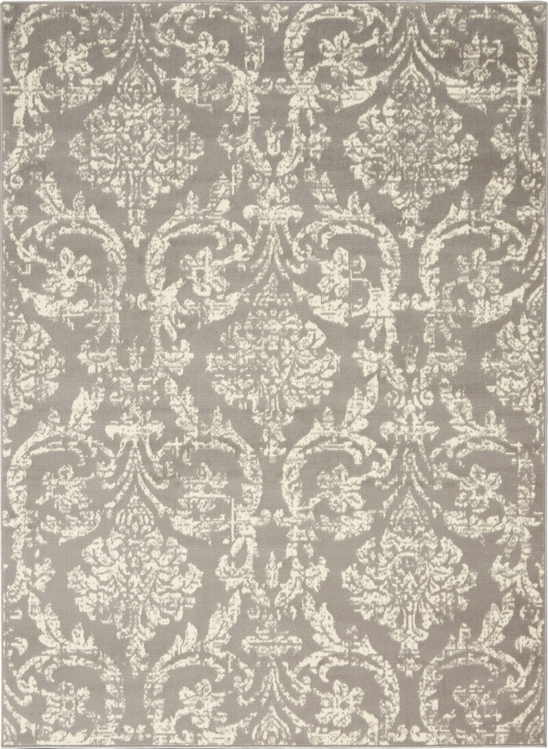 4 X 6 gray Damask Power Loom Area Rug image number 0
