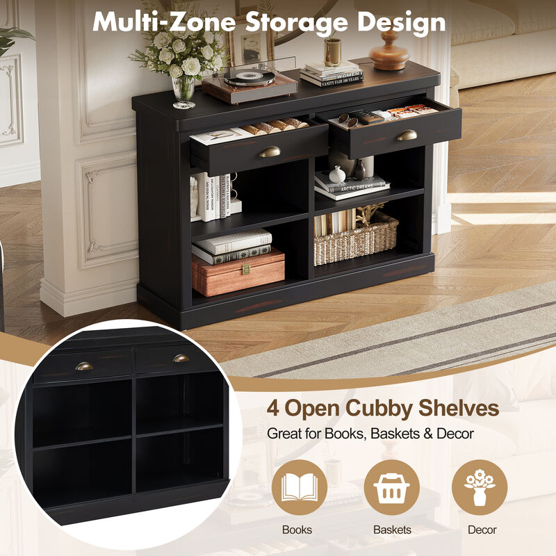 Hegrer 2 Drawers and Open Storage Shelves  Console Table image number 6