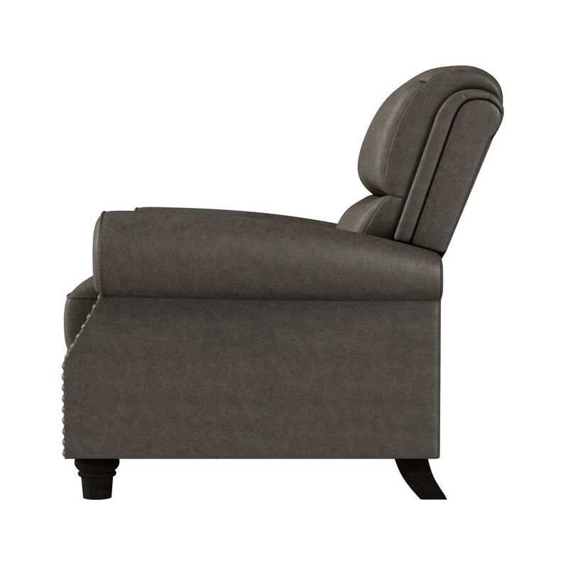 ProLounger Pushback Recliner with Nailheads in Distressed Grey Faux Leather