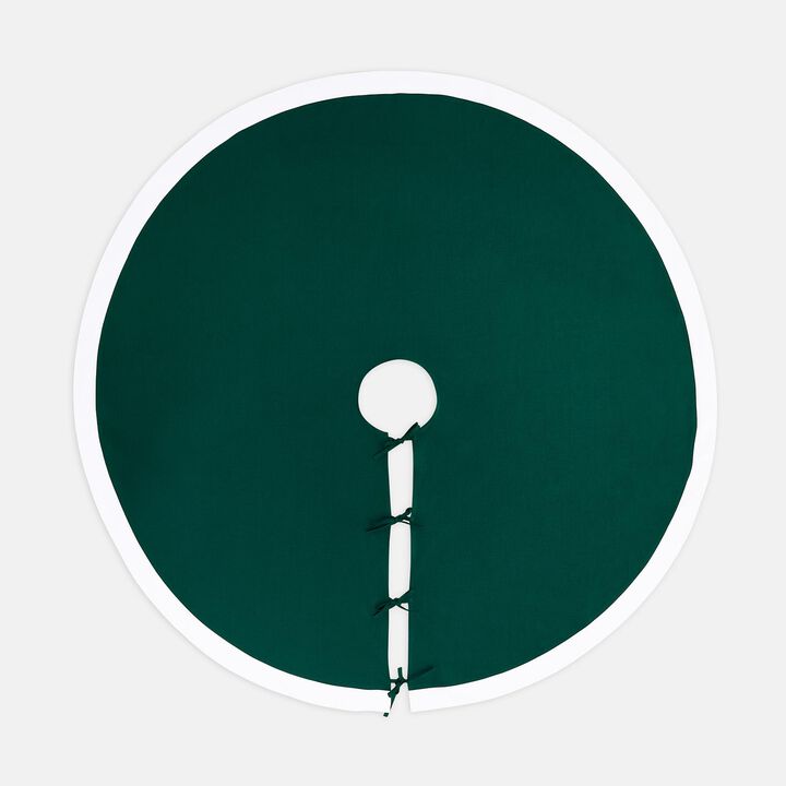 Solino Home 100% Pure Linen Red  - Classic Linen Christmas Tree Skirt