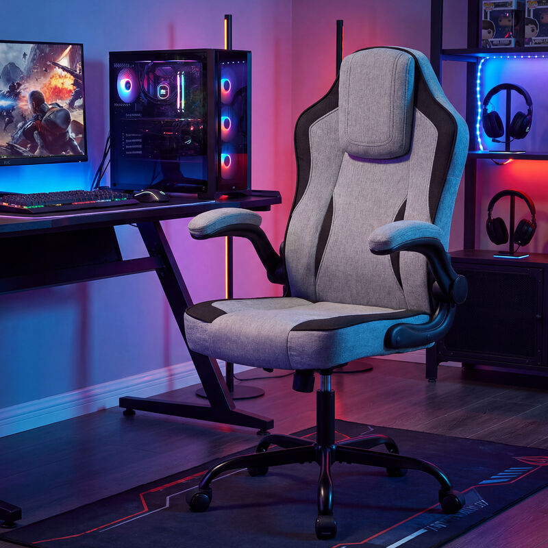 Adjustable Computer Chair with 90 Degree Flip-Up Armrests and Lumbar Support image number 5