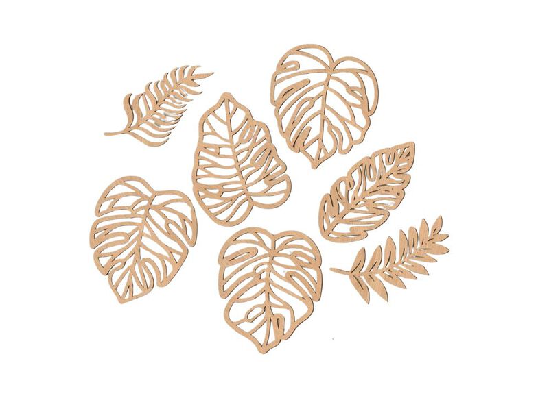7 Piece Tropical Wall Art Monstera Leaf Wooden Decor for Farmhouse Living Room image number 0