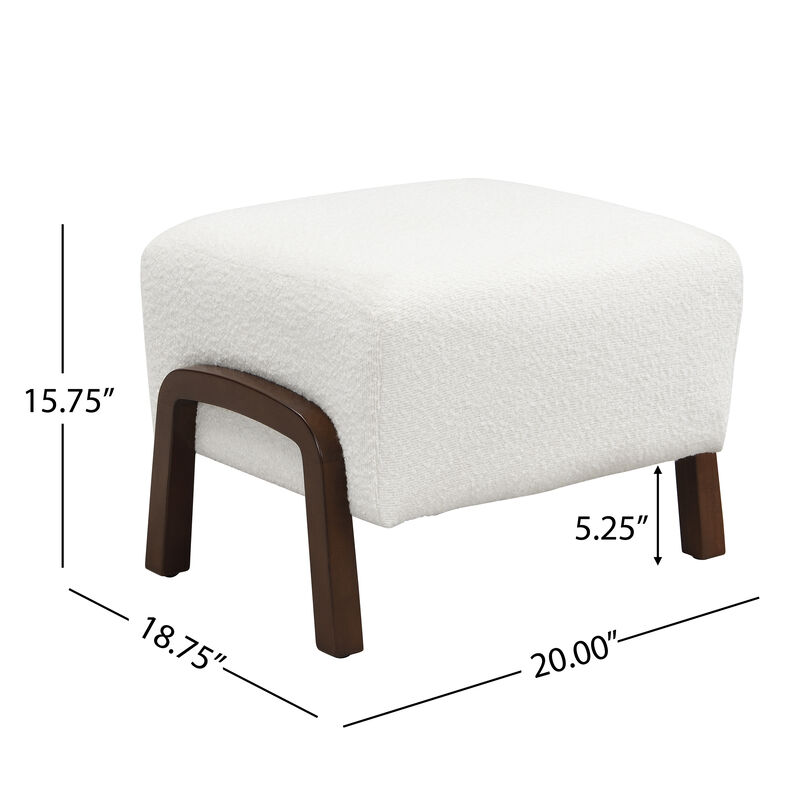 Christopher Knight Home Syler Contemporary Rubberwood Boucle Upholstered Ottoman image number 2