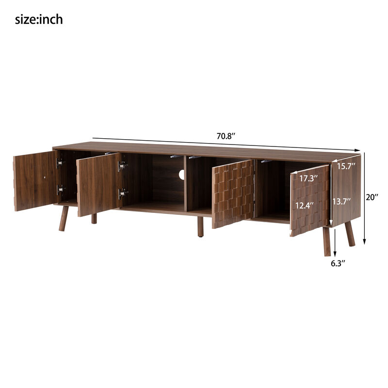 Merax Entertainment Center with Touch-Open Cabinets, Cable Management, Solid Wood Base image number 6