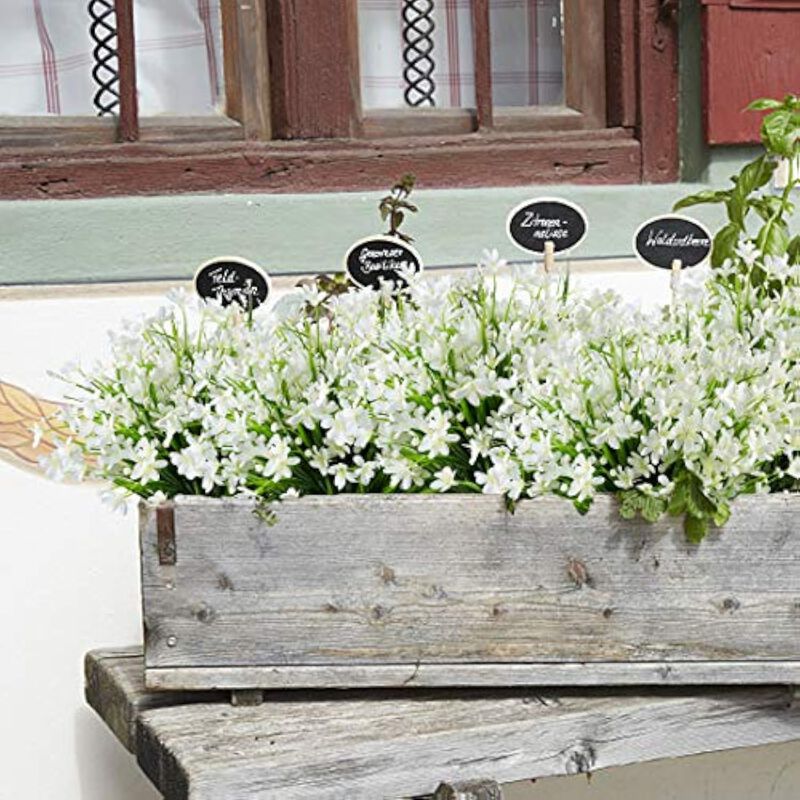 6 Bundle White Artificial Greenery Stems UV Resistant Outdoor Vase Filler image number 3