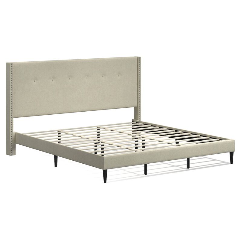 Rize Home Upholstered Complete Bed King Beige image number 0