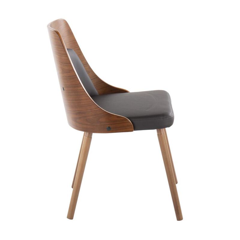 LumiSource Walnut Wood, Brown PU Anabelle Chair (Set of 2)