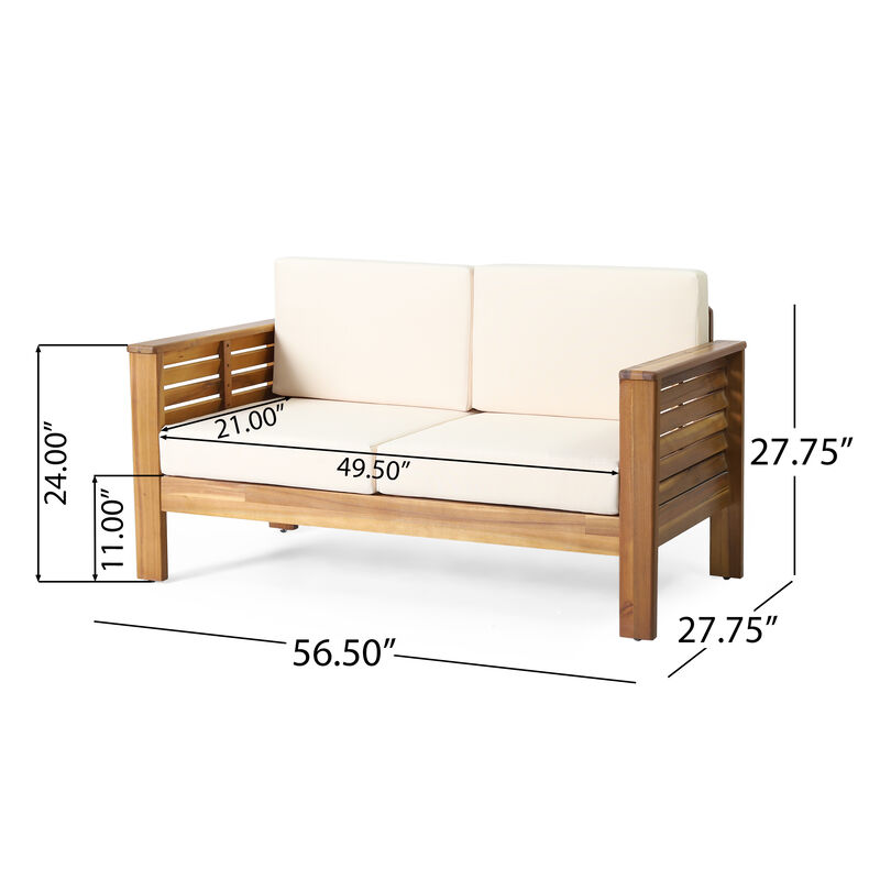 Merax Acacia Wood Loveseat and Coffee Table Set