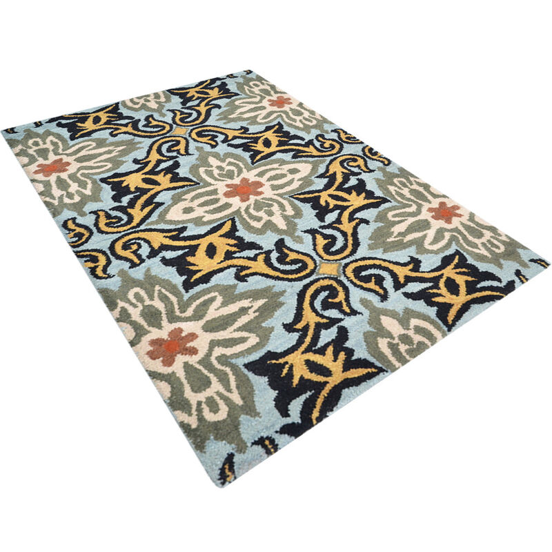 RUGSOTIC CARPETS HAND TUFTED WOOL ECO-FRIENDLY AREA RUGS  - Blue, Floral Modern Design, High Pile Thick Handmade Anti Skid Area Rugs for Living Room, Bed Room (K00722) image number 2
