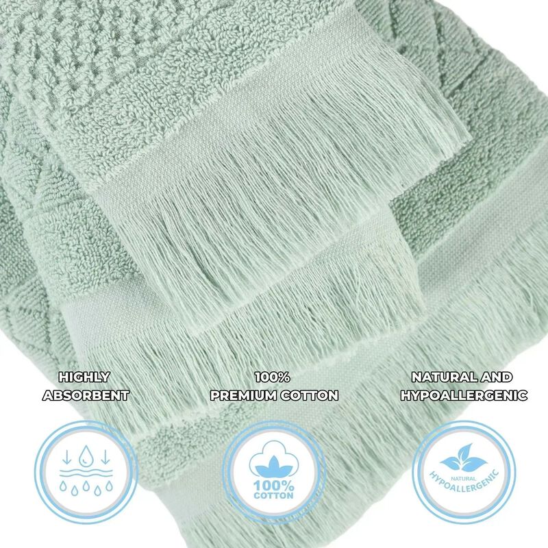 Absorbent Cotton Hand Towels Set of 6 with Geometric Jacquard Design image number 2