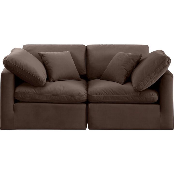 Meridian Furniture Indulge Brown Velvet Modular Sofa