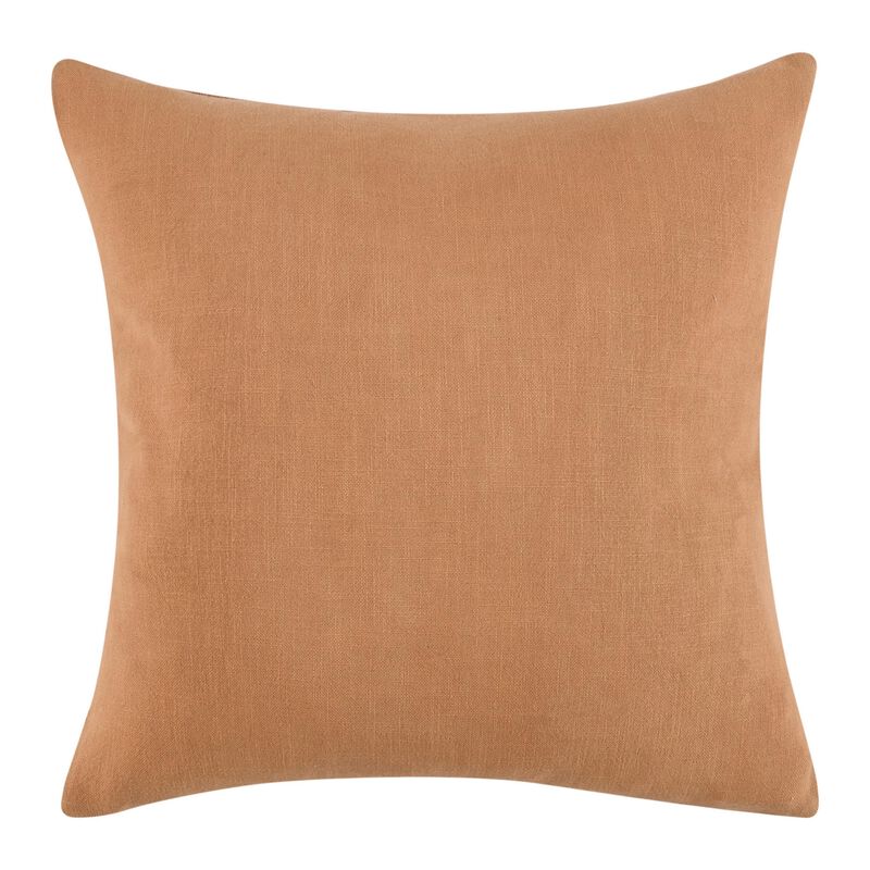 Square Accent Throw Pillow, 22 Inch Striped Brown Cotton Linen Blend - Benzara