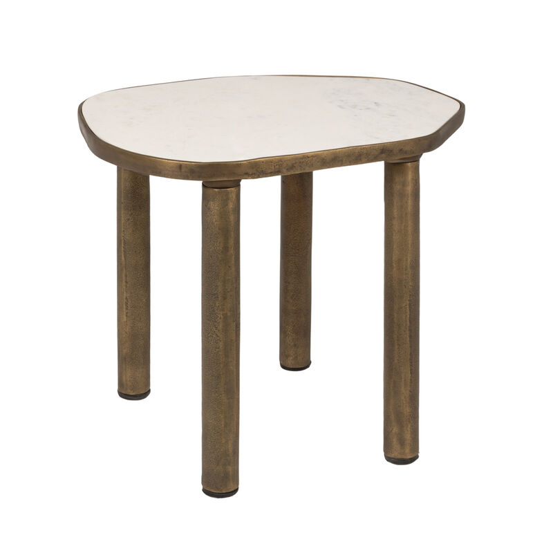Abstract Shaped Marble End Table with Metal Legs image number 0