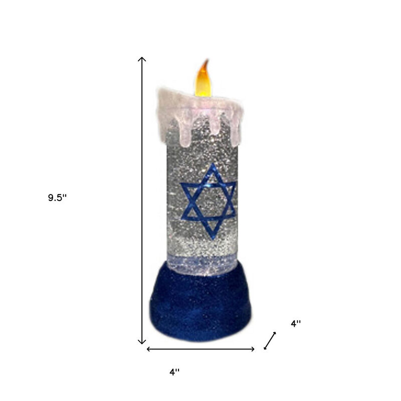 HomeRoots 10" Flameless Hanukkah Pillar Candle With Snow Globe image number 5