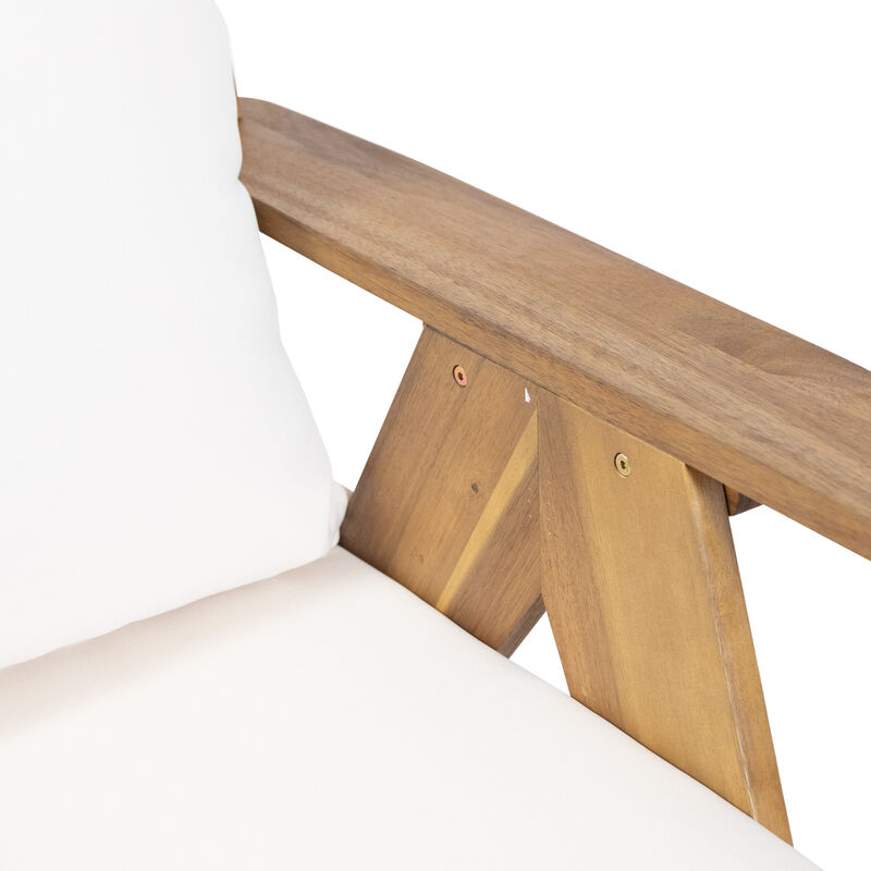 Merax Outdoor Acacia Wood Club Chairs with Cushions (Set of 2)