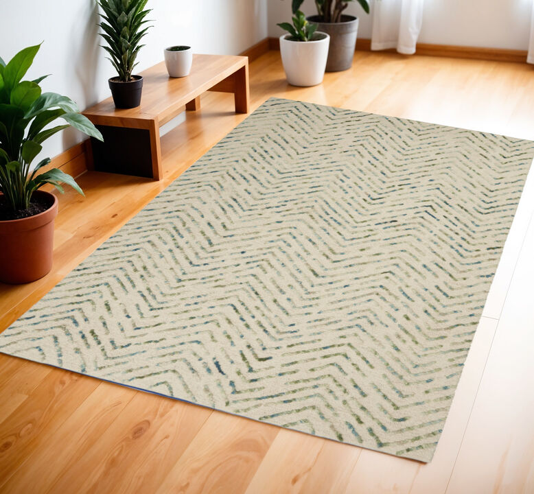 HomeRoots Wool Chevron Area Rug