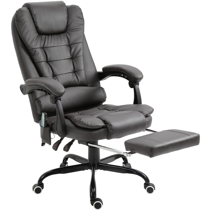 Vinsetto 7-Point Vibrating Massage Office Chair, High Back Executive Recliner with Lumbar Support, Footrest, Reclining Back, Adjustable Height, Gray