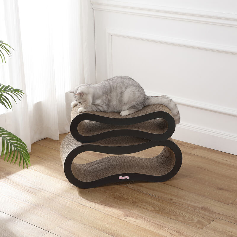 Suvi Modern Cardboard Infinity 2-in-1 Lounge Bed Cat Scratcher with Catnip
