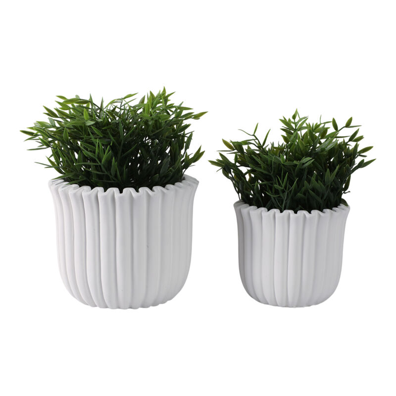 Fluted Planters, White Set