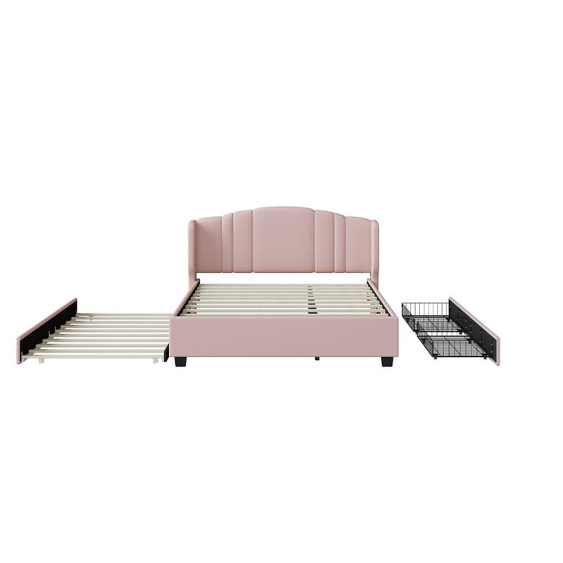 Dolf Queen Linen Upholstered Platform Bed Frame image number 5