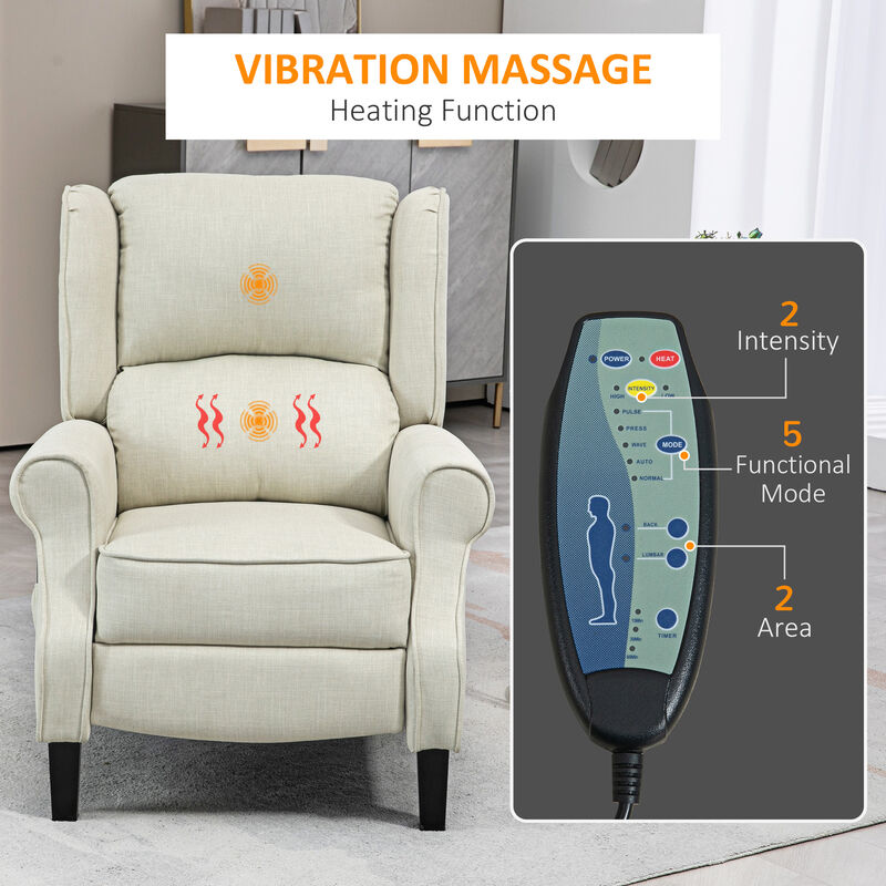 Relaxing Fabric Heated Massage Chair Vibrating Recliner Sofa With Remote Control