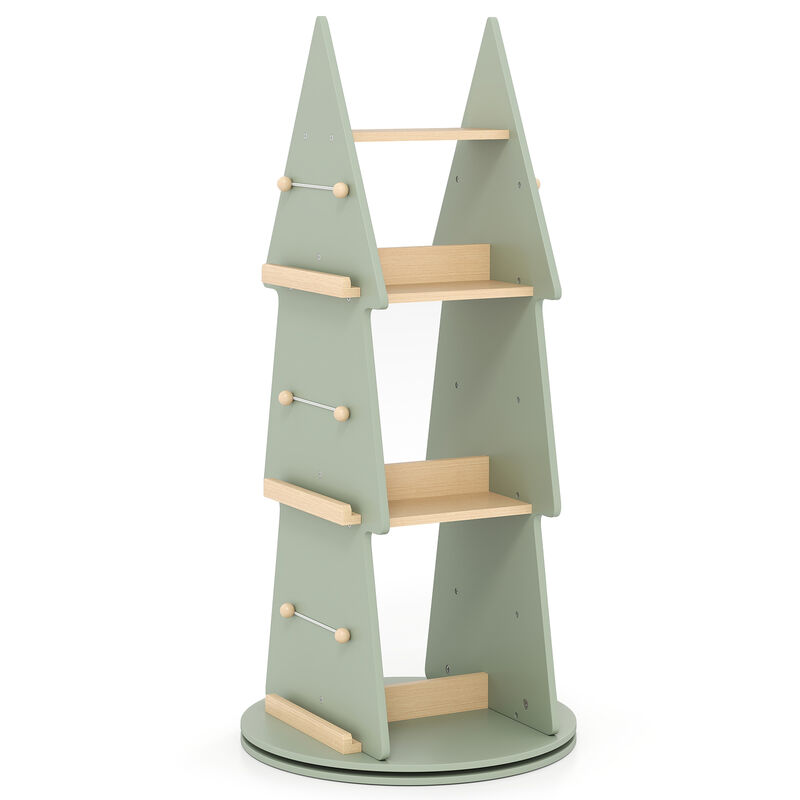 Tree-Shaped Rotating Kids Bookshelf with 4 Tiers – 360° Display Storage Organizer
