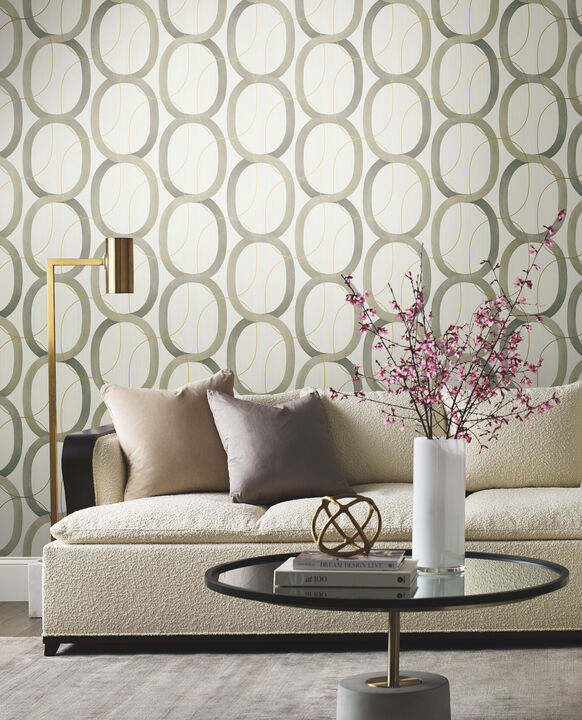 Interlock Taupe Wallpaper