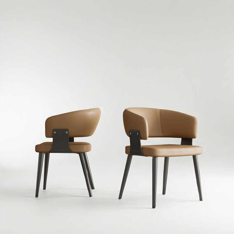 Leather Dining Chair with Metal Legs 2-piece 20.27"