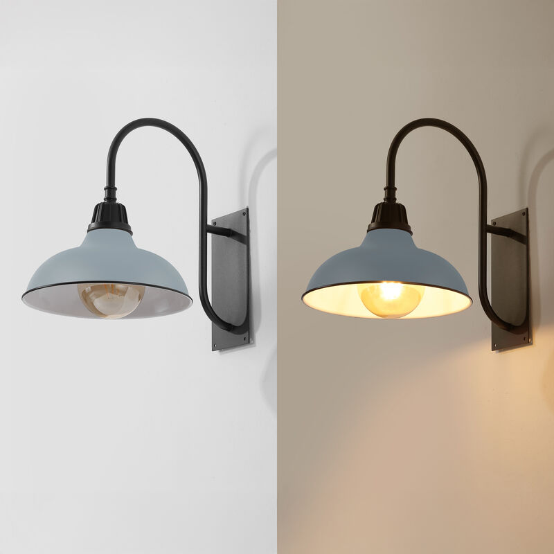 Stanley Farmhouse Industrial Indoor/Outdoor Iron LED Gooseneck Arm Outdoor Sconce