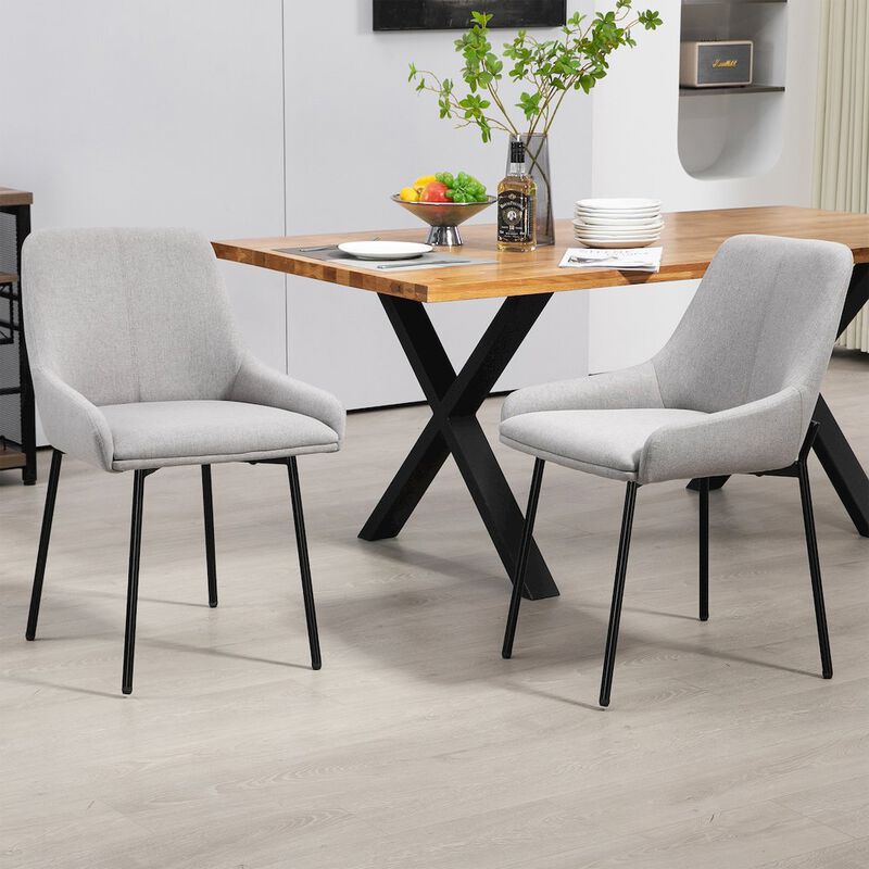 Glamour Home Set of 2 Banner Gray Fabric Dining Chair with Iron Legs