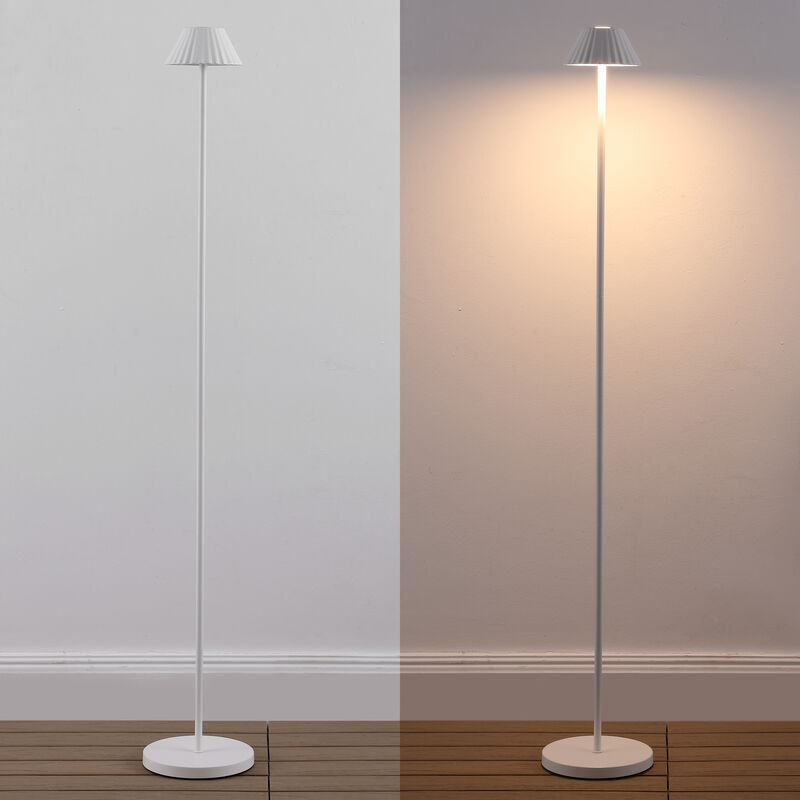 Mallory 44" Modern Minimalist Indoor/Outdoor Iron Pleated Shade Rechargeable/Cordless Dimmable Integrated LED Floor Lamp