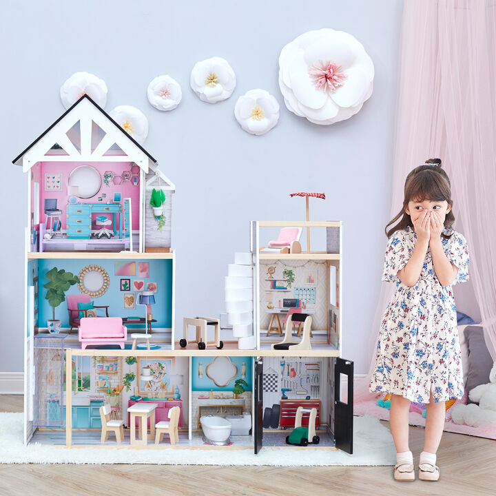 Olivia's Little World 3-Story Dreamland 3-Story Mansion Dollhouse with 18-pc Accessory Set for 12" Dolls