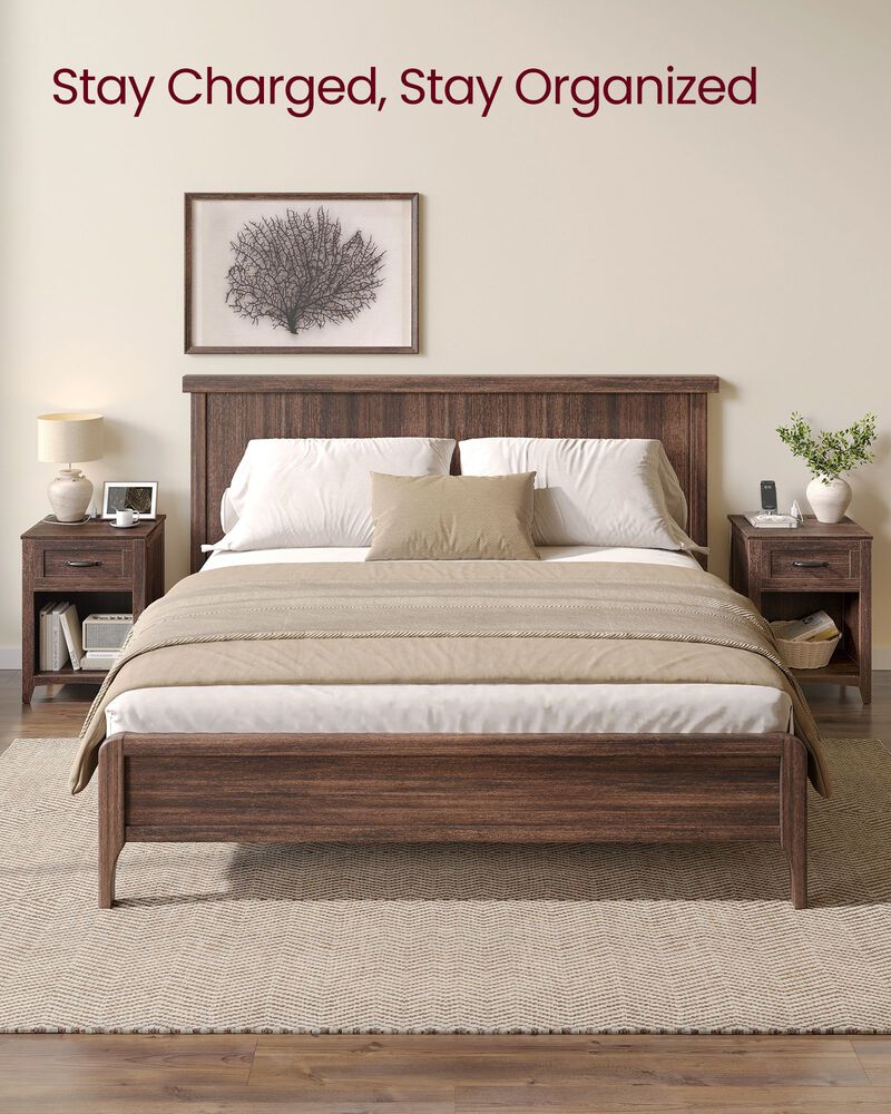 Nightstand with Charging Station and Open Compartment for Convenient Storage image number 7