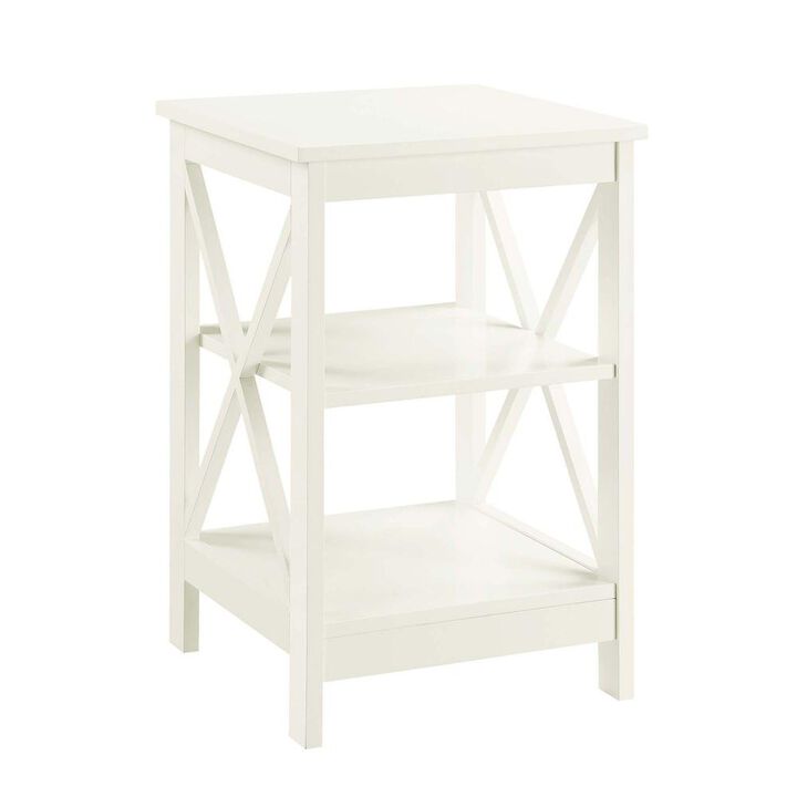 Convenience Concepts Oxford End Table with Shelves Ivory