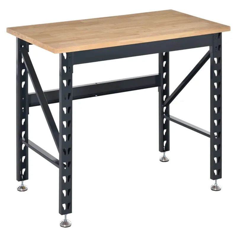Garage Workbench with Adjustable Footpads & Sturdy Tabletop for Tools & DIY Projects
