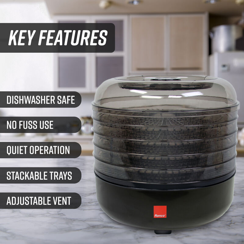 Ronco Beef Jerky Machine with 5 Stackable Trays, Easy-to-Use Dehydrator and Food Preserver, Perfect for Meat, Fruit, Vegetables and More
