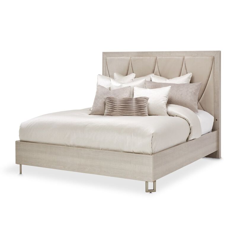 Michael Amini Marin Eastern King Panel Bed - Greige