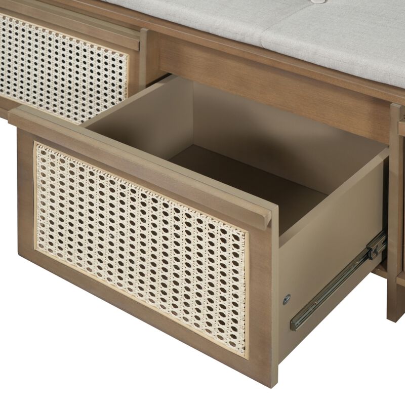 Seckbo Retro Button Tufted Upholstered Storage Bench image number 8