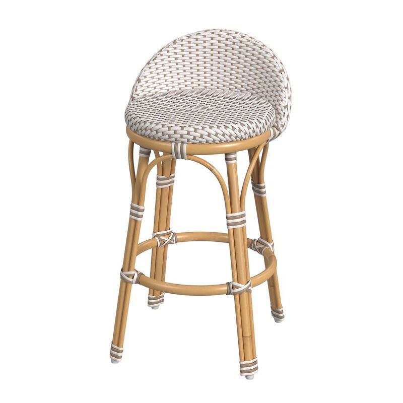 Butler Specialty Tobias 24 in. Seat Height Outdoor Rattan and Metal Low Back Counter Stool