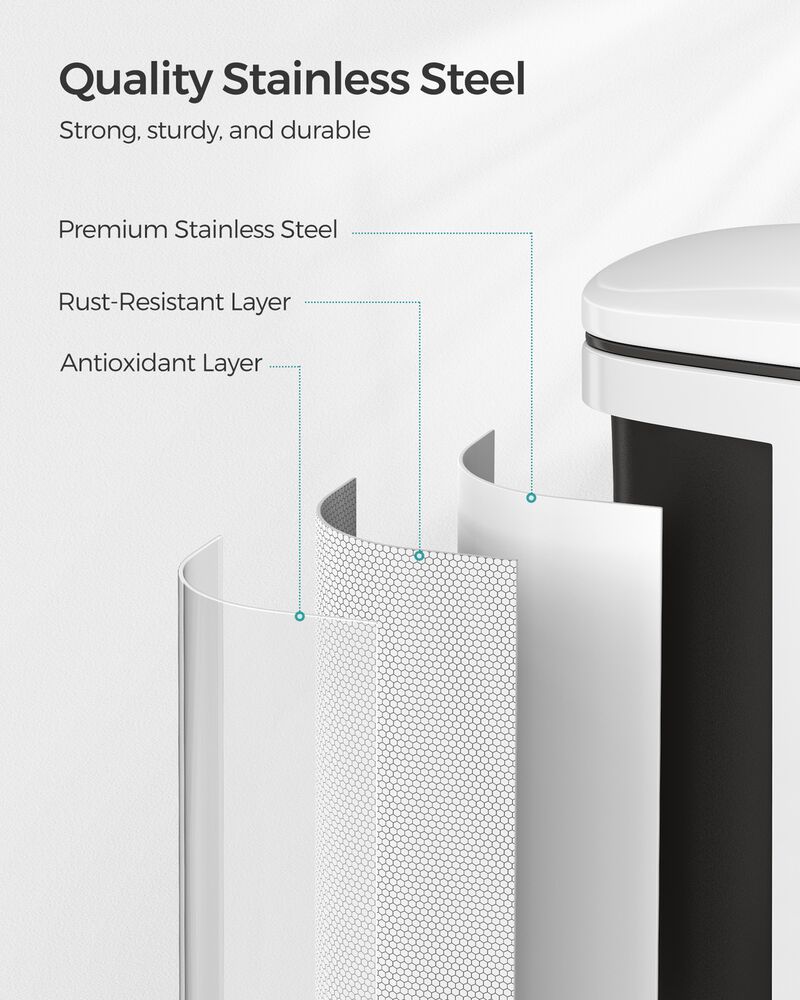 Stainless Steel Trash Can with Soft Close Lid and Removable Liner image number 5